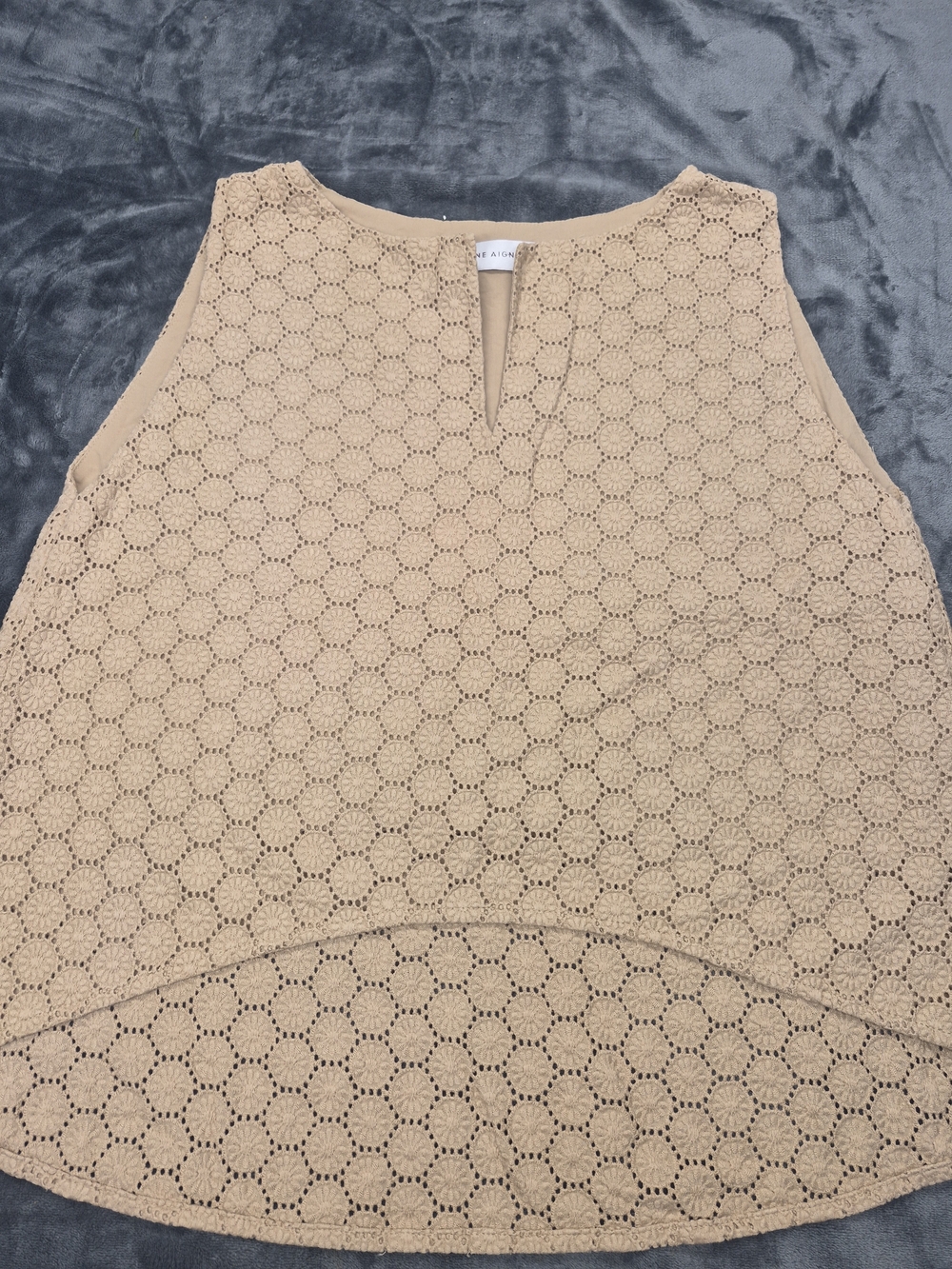 Etienne Aigner Sleeveless Neutral Tone Crochet Pattern Size 8 Made Italy